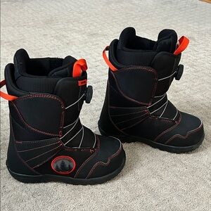 Burton Kids Imprint1 Zipline Boa Snowboard Boots Sz 5Y EUC Black & Red